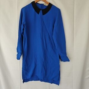 Stella McCartney Royal Blue Faux Black Collar Mini Dress Size 38 Small